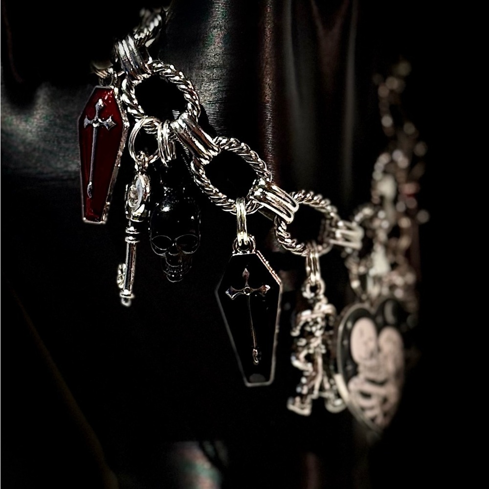 Silver Skeleton Charm Bracelet - Picture 3 of 5